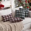 MIULEE Christmas Set of 2 Scottish Tartan Plaid Throw Pillow Covers Farmhouse Classic Decorative Outdoor Square Cushion Cases for Decor Sofa Couch 18×18 Inch, Green(Green and White)