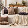 MIULEE Christmas Set of 2 Scottish Tartan Plaid Throw Pillow Covers Farmhouse Classic Decorative Outdoor Square Cushion Cases for Decor Sofa Couch 18×18 Inch, Green(Orange and Green)