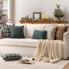 MIULEE Christmas Set of 2 Scottish Tartan Plaid Throw Pillow Covers Farmhouse Classic Decorative Outdoor Square Cushion Cases for Decor Sofa Couch 18×18 Inch, Green(Black and White)