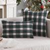 MIULEE Christmas Set of 2 Scottish Tartan Plaid Throw Pillow Covers Farmhouse Classic Decorative Outdoor Square Cushion Cases for Decor Sofa Couch 18×18 Inch, Green(Green and White)