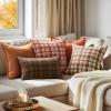 MIULEE Christmas Set of 2 Scottish Tartan Plaid Throw Pillow Covers Farmhouse Classic Decorative Outdoor Square Cushion Cases for Decor Sofa Couch 18×18 Inch, Green(Orange and White)
