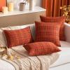 MIULEE Christmas Set of 2 Scottish Tartan Plaid Throw Pillow Covers Farmhouse Classic Decorative Outdoor Square Cushion Cases for Decor Sofa Couch 18×18 Inch, Green(Rust)