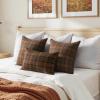 MIULEE Christmas Set of 2 Scottish Tartan Plaid Throw Pillow Covers Farmhouse Classic Decorative Outdoor Square Cushion Cases for Decor Sofa Couch 18×18 Inch, Green(Orange and Green)