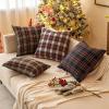MIULEE Christmas Set of 2 Scottish Tartan Plaid Throw Pillow Covers Farmhouse Classic Decorative Outdoor Square Cushion Cases for Decor Sofa Couch 18×18 Inch, Green(Khaki)