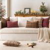 MIULEE Christmas Set of 2 Scottish Tartan Plaid Throw Pillow Covers Farmhouse Classic Decorative Outdoor Square Cushion Cases for Decor Sofa Couch 18×18 Inch, Green(Brown and White)