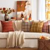 MIULEE Christmas Set of 2 Scottish Tartan Plaid Throw Pillow Covers Farmhouse Classic Decorative Outdoor Square Cushion Cases for Decor Sofa Couch 18×18 Inch, Green(Rust)