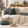 MIULEE Christmas Set of 2 Scottish Tartan Plaid Throw Pillow Covers Farmhouse Classic Decorative Outdoor Square Cushion Cases for Decor Sofa Couch 18×18 Inch, Green(Black and White)