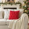 MIULEE Christmas Throw Pillow Covers 18×18 Set of 2 Christmas Decorations Beige Soft Plush Faux Fur Wool Xmas Tree Snowflakes Pillowcases Holiday Festivals Winter Home Decor Sofa Couch Bed Porch(Red)