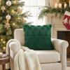 MIULEE Christmas Throw Pillow Covers 18×18 Set of 2 Christmas Decorations Beige Soft Plush Faux Fur Wool Xmas Tree Snowflakes Pillowcases Holiday Festivals Winter Home Decor Sofa Couch Bed Porch(Dark Green)