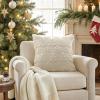 MIULEE Christmas Throw Pillow Covers 18×18 Set of 2 Christmas Decorations Beige Soft Plush Faux Fur Wool Xmas Tree Snowflakes Pillowcases Holiday Festivals Winter Home Decor Sofa Couch Bed Porch(Beige)