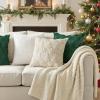 MIULEE Christmas Throw Pillow Covers 18×18 Set of 2 Christmas Decorations Beige Soft Plush Faux Fur Wool Xmas Tree Snowflakes Pillowcases Holiday Festivals Winter Home Decor Sofa Couch Bed Porch(Beige)