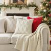 MIULEE Christmas Throw Pillow Covers 18×18 Set of 2 Christmas Decorations Beige Soft Plush Faux Fur Wool Xmas Tree Snowflakes Pillowcases Holiday Festivals Winter Home Decor Sofa Couch Bed Porch(Cream White)