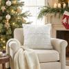 MIULEE Christmas Throw Pillow Covers 18×18 Set of 2 Christmas Decorations Beige Soft Plush Faux Fur Wool Xmas Tree Snowflakes Pillowcases Holiday Festivals Winter Home Decor Sofa Couch Bed Porch(Pure White)
