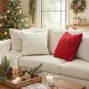 MIULEE Christmas Throw Pillow Covers 18×18 Set of 2 Christmas Decorations Beige Soft Plush Faux Fur Wool Xmas Tree Snowflakes Pillowcases Holiday Festivals Winter Home Decor Sofa Couch Bed Porch(Cream White)