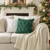 MIULEE Christmas Throw Pillow Covers 18×18 Set of 2 Christmas Decorations Beige Soft Plush Faux Fur Wool Xmas Tree Snowflakes Pillowcases Holiday Festivals Winter Home Decor Sofa Couch Bed Porch(Dark Green)