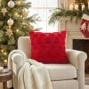 MIULEE Christmas Throw Pillow Covers 18×18 Set of 2 Christmas Decorations Beige Soft Plush Faux Fur Wool Xmas Tree Snowflakes Pillowcases Holiday Festivals Winter Home Decor Sofa Couch Bed Porch(Red)