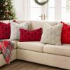 MIULEE Christmas Throw Pillow Covers Dark Green Christmas Decorations Set of 2 Xmas Tree 18×18 Pillow Covers Soft Plush Faux Wool Pillowcases Holiday Festivals Winter Home Decor Sofa Couch Bed Porch(Burgundy Red)