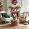 MIULEE Christmas Throw Pillow Covers Dark Green Christmas Decorations Set of 2 Xmas Tree 18×18 Pillow Covers Soft Plush Faux Wool Pillowcases Holiday Festivals Winter Home Decor Sofa Couch Bed Porch(Beige)
