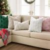 MIULEE Christmas Throw Pillow Covers Dark Green Christmas Decorations Set of 2 Xmas Tree 18×18 Pillow Covers Soft Plush Faux Wool Pillowcases Holiday Festivals Winter Home Decor Sofa Couch Bed Porch(Pure White)