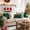 MIULEE Christmas Throw Pillow Covers Dark Green Christmas Decorations Set of 2 Xmas Tree 18×18 Pillow Covers Soft Plush Faux Wool Pillowcases Holiday Festivals Winter Home Decor Sofa Couch Bed Porch(Dark Green)