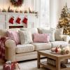 MIULEE Christmas Throw Pillow Covers Dark Green Christmas Decorations Set of 2 Xmas Tree 18×18 Pillow Covers Soft Plush Faux Wool Pillowcases Holiday Festivals Winter Home Decor Sofa Couch Bed Porch(Cream White)