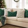 MIULEE Christmas Throw Pillow Covers Dark Green Christmas Decorations Set of 2 Xmas Tree 18×18 Pillow Covers Soft Plush Faux Wool Pillowcases Holiday Festivals Winter Home Decor Sofa Couch Bed Porch(Beige)