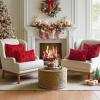 MIULEE Christmas Throw Pillow Covers Dark Green Christmas Decorations Set of 2 Xmas Tree 18×18 Pillow Covers Soft Plush Faux Wool Pillowcases Holiday Festivals Winter Home Decor Sofa Couch Bed Porch(Burgundy Red)