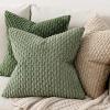 MIULEE Christmas Throw Pillow Covers Soft Corduroy Decorative Set of 2 Boho Striped Pillow Covers Pillowcases Farmhouse Home Decor for Couch Bed Sofa Living Room 18×18 Inch Pure White(Sage Green)
