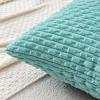 MIULEE Christmas Throw Pillow Covers Soft Corduroy Decorative Set of 2 Boho Striped Pillow Covers Pillowcases Farmhouse Home Decor for Couch Bed Sofa Living Room 18×18 Inch Pure White(Aqua Green)