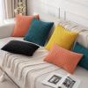MIULEE Christmas Throw Pillow Covers Soft Corduroy Decorative Set of 2 Boho Striped Pillow Covers Pillowcases Farmhouse Home Decor for Couch Bed Sofa Living Room 18×18 Inch Pure White(Mustard Yellow)