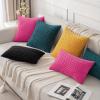 MIULEE Christmas Throw Pillow Covers Soft Corduroy Decorative Set of 2 Boho Striped Pillow Covers Pillowcases Farmhouse Home Decor for Couch Bed Sofa Living Room 18×18 Inch Pure White(Hot Pink)