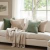 MIULEE Christmas Throw Pillow Covers Soft Corduroy Decorative Set of 2 Boho Striped Pillow Covers Pillowcases Farmhouse Home Decor for Couch Bed Sofa Living Room 18×18 Inch Pure White(Sage Green)