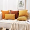 MIULEE Christmas Throw Pillow Covers Soft Corduroy Decorative Set of 2 Boho Striped Pillow Covers Pillowcases Farmhouse Home Decor for Couch Bed Sofa Living Room 18×18 Inch Pure White(Burnt)
