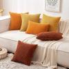 MIULEE Christmas Throw Pillow Covers Soft Corduroy Decorative Set of 2 Boho Striped Pillow Covers Pillowcases Farmhouse Home Decor for Couch Bed Sofa Living Room 18×18 Inch Pure White(Burnt Orange)