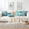 MIULEE Christmas Throw Pillow Covers Soft Corduroy Decorative Set of 2 Boho Striped Pillow Covers Pillowcases Farmhouse Home Decor for Couch Bed Sofa Living Room 18×18 Inch Pure White(Aqua Green)