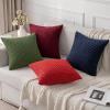 MIULEE Christmas Throw Pillow Covers Soft Corduroy Decorative Set of 2 Boho Striped Pillow Covers Pillowcases Farmhouse Home Decor for Couch Bed Sofa Living Room 18×18 Inch Pure White(Navy Blue)