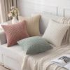 MIULEE Christmas Throw Pillow Covers Soft Corduroy Decorative Set of 2 Boho Striped Pillow Covers Pillowcases Farmhouse Home Decor for Couch Bed Sofa Living Room 18×18 Inch Pure White(Beige)