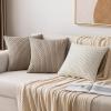 MIULEE Christmas Throw Pillow Covers Soft Corduroy Decorative Set of 2 Boho Striped Pillow Covers Pillowcases Farmhouse Home Decor for Couch Bed Sofa Living Room 18×18 Inch Pure White(Light Brown)