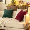 MIULEE Christmas Throw Pillow Covers Soft Corduroy Decorative Set of 2 Boho Striped Pillow Covers Pillowcases Farmhouse Home Decor for Couch Bed Sofa Living Room 18×18 Inch Pure White(Army Green)