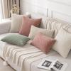 MIULEE Christmas Throw Pillow Covers Soft Corduroy Decorative Set of 2 Boho Striped Pillow Covers Pillowcases Farmhouse Home Decor for Couch Bed Sofa Living Room 18×18 Inch Pure White(Blush Pink)