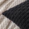 MIULEE Christmas Throw Pillow Covers Soft Corduroy Decorative Set of 2 Boho Striped Pillow Covers Pillowcases Farmhouse Home Decor for Couch Bed Sofa Living Room 18×18 Inch Pure White(Black)
