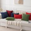 MIULEE Christmas Throw Pillow Covers Soft Corduroy Decorative Set of 2 Boho Striped Pillow Covers Pillowcases Farmhouse Home Decor for Couch Bed Sofa Living Room 18×18 Inch Pure White(Navy Blue)