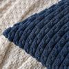 MIULEE Christmas Throw Pillow Covers Soft Corduroy Decorative Set of 2 Boho Striped Pillow Covers Pillowcases Farmhouse Home Decor for Couch Bed Sofa Living Room 18×18 Inch Pure White(Navy Blue)