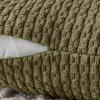 MIULEE Christmas Throw Pillow Covers Soft Corduroy Decorative Set of 2 Boho Striped Pillow Covers Pillowcases Farmhouse Home Decor for Couch Bed Sofa Living Room 18×18 Inch Pure White(Olive Green)
