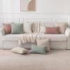 MIULEE Christmas Throw Pillow Covers Soft Corduroy Decorative Set of 2 Boho Striped Pillow Covers Pillowcases Farmhouse Home Decor for Couch Bed Sofa Living Room 18×18 Inch Pure White(Greyish Green)