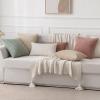 MIULEE Christmas Throw Pillow Covers Soft Corduroy Decorative Set of 2 Boho Striped Pillow Covers Pillowcases Farmhouse Home Decor for Couch Bed Sofa Living Room 18×18 Inch Pure White(Beige)