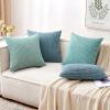 MIULEE Christmas Throw Pillow Covers Soft Corduroy Decorative Set of 2 Boho Striped Pillow Covers Pillowcases Farmhouse Home Decor for Couch Bed Sofa Living Room 18×18 Inch Pure White(Aqua Green)