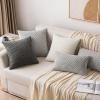 MIULEE Christmas Throw Pillow Covers Soft Corduroy Decorative Set of 2 Boho Striped Pillow Covers Pillowcases Farmhouse Home Decor for Couch Bed Sofa Living Room 18×18 Inch Pure White(Dark Grey)