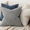 MIULEE Christmas Throw Pillow Covers Soft Corduroy Decorative Set of 2 Boho Striped Pillow Covers Pillowcases Farmhouse Home Decor for Couch Bed Sofa Living Room 18×18 Inch Pure White(Blue)