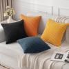 MIULEE Christmas Throw Pillow Covers Soft Corduroy Decorative Set of 2 Boho Striped Pillow Covers Pillowcases Farmhouse Home Decor for Couch Bed Sofa Living Room 18×18 Inch Pure White(Black)